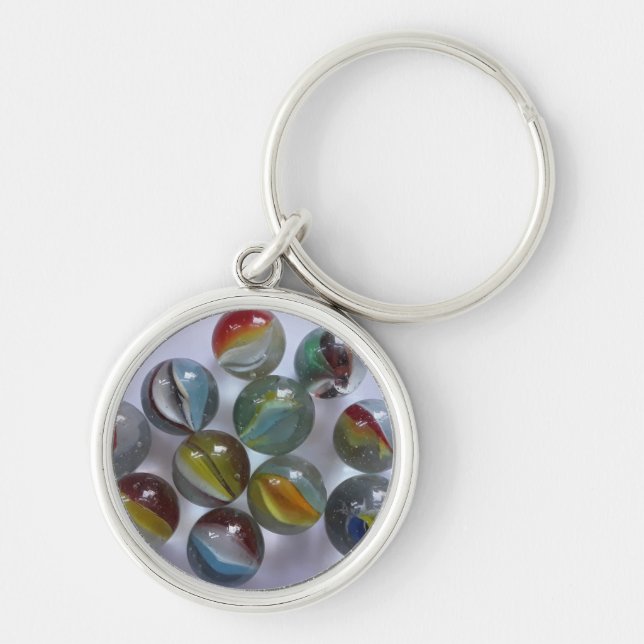 Vintage Toy Cat's Eye Marbles Key Ring (Front)