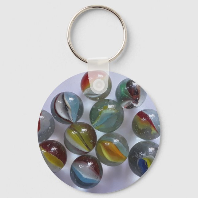 Vintage Toy Cat's Eye Marbles Key Ring (Back)
