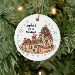 Vintage Toy Christmas Baby Photo Ceramic Tree Decoration