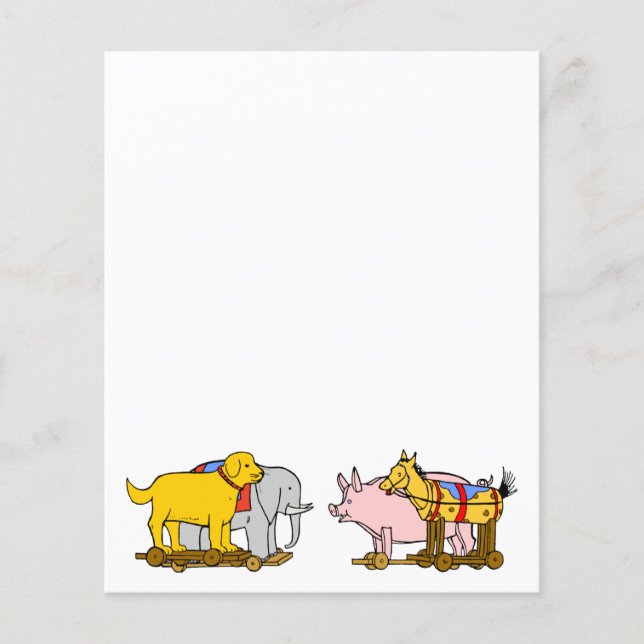 Vintage Toy Dog, Horse, Pig, Elephant Flyer (Front)