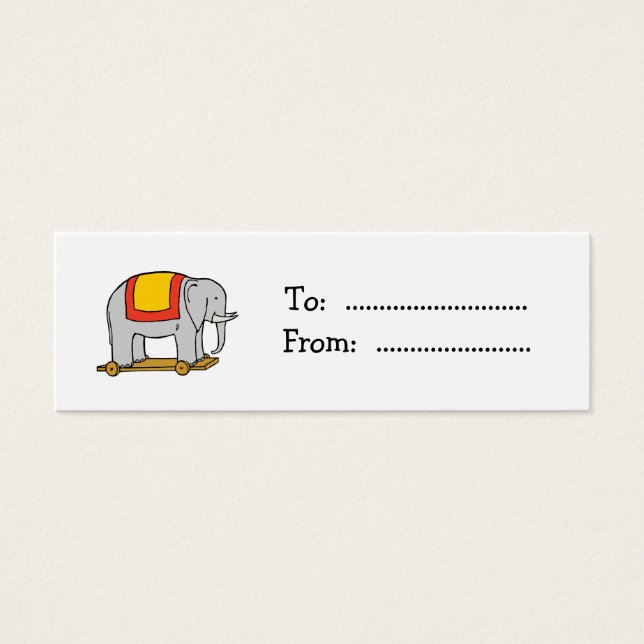 Vintage Toy Elephant Custom Gift Tag Business Card (Front)