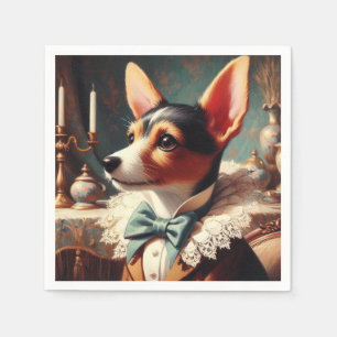 Vintage Toy Fox Terrier Painting Napkin