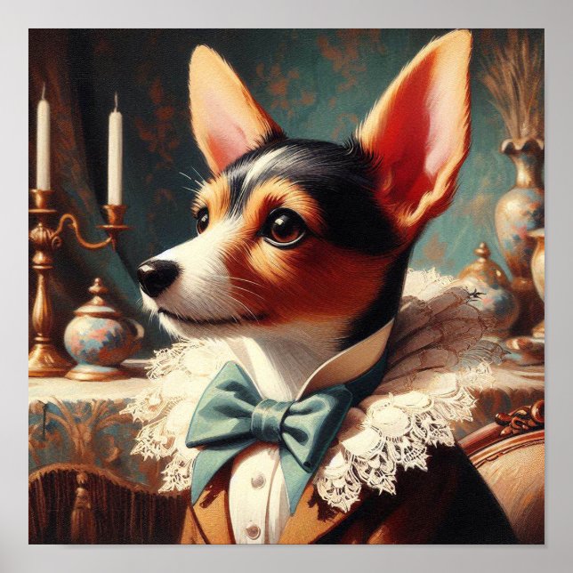 Vintage Toy Fox Terrier Painting Poster (Front)