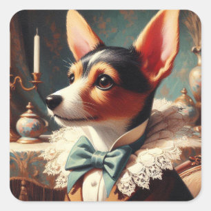 Vintage Toy Fox Terrier Painting Square Sticker