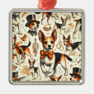 Vintage Toy Fox Terrier Seamless Metal Tree Decoration