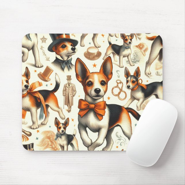 Vintage Toy Fox Terrier Seamless Mouse Mat (With Mouse)