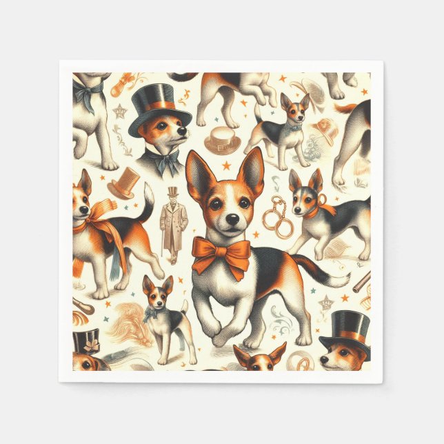 Vintage Toy Fox Terrier Seamless Napkin (Front)