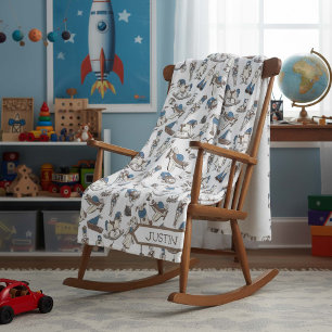 Vintage Toy Pattern Blue/Brown ID783 Fleece Blanket