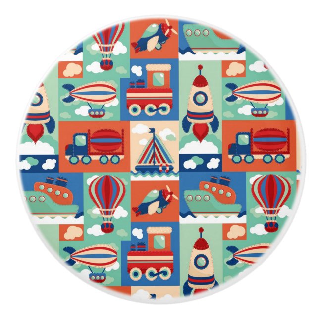 Vintage Toy Pattern Ceramic Knob (Front)