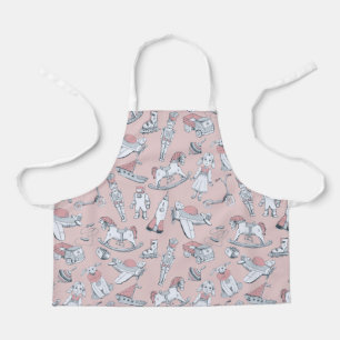 Vintage Toy Pattern Pink/Grey ID783 Apron