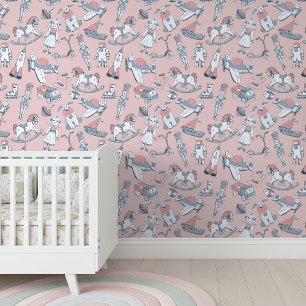 Vintage Toy Pattern Pink/Grey ID783 Wallpaper