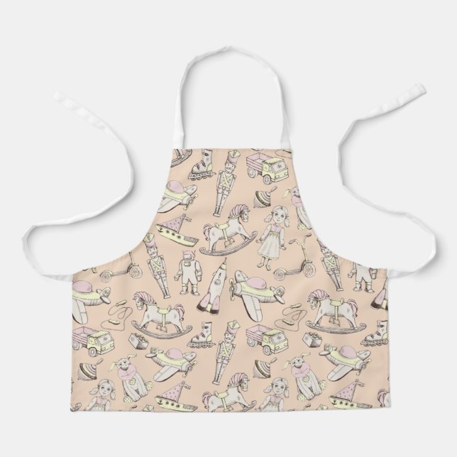 Vintage Toy Pattern Pink/Yellow ID783 Apron (Front)