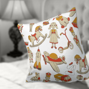 Vintage Toy Pattern Red/Gold ID783 Cushion