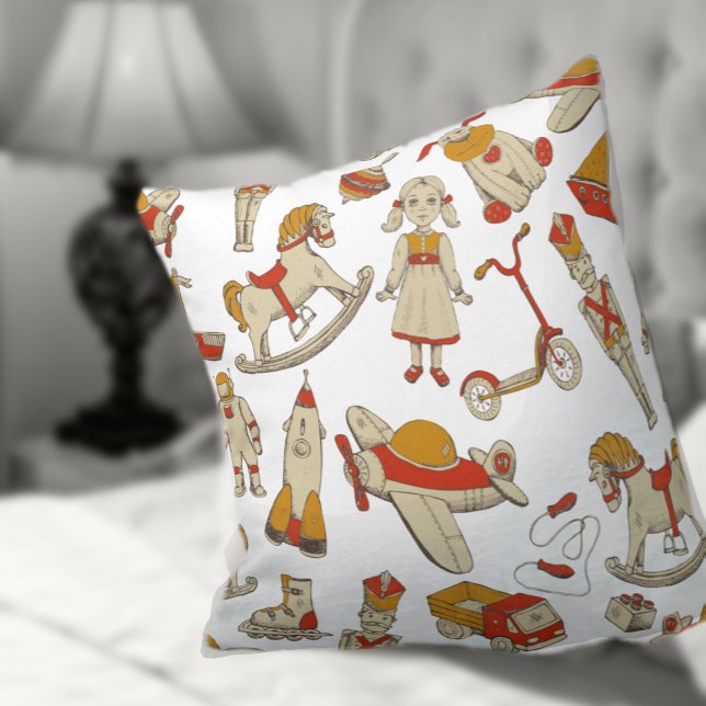 Vintage Toy Pattern Red/Gold ID783 Cushion (Creator Uploaded)