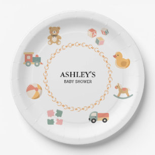 Vintage Toy Personalised Classic Baby Shower Paper Plate