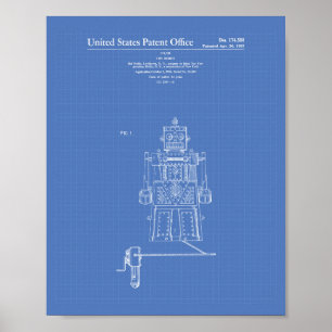 Vintage Toy Robot 1955 Patent Art Blueprint Poster