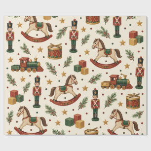 Vintage Toy Shelf Nostalgic Kids Christmas Wrapping Paper