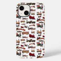 Vintage Toy Train Colourful Trains Pattern