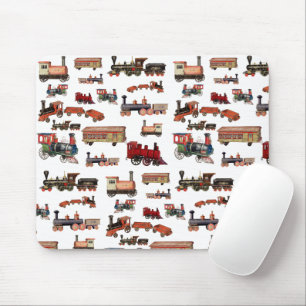 Vintage Toy Train Colourful Trains Pattern Mouse Mat