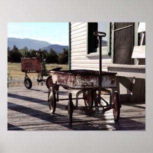 Vintage Toy Wagon and Tractor Poster