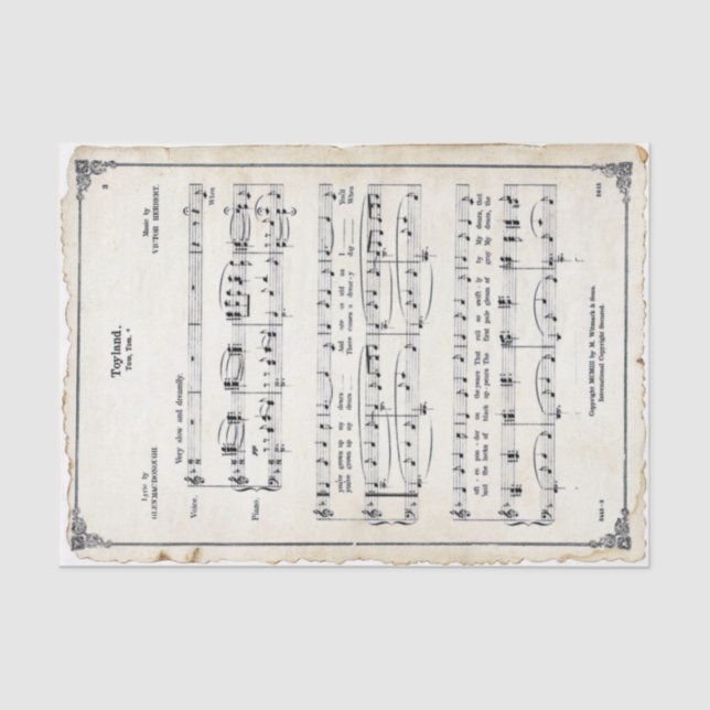 Vintage Toyland Sheet Music Christmas Parchment    (Front)