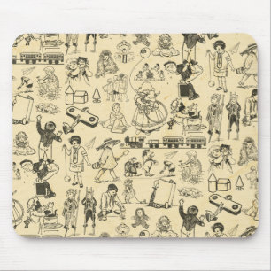 Vintage toys and playing children pattern mouse mat