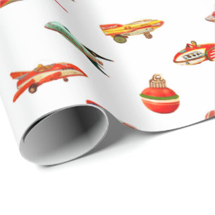 vintage toys wrapping paper