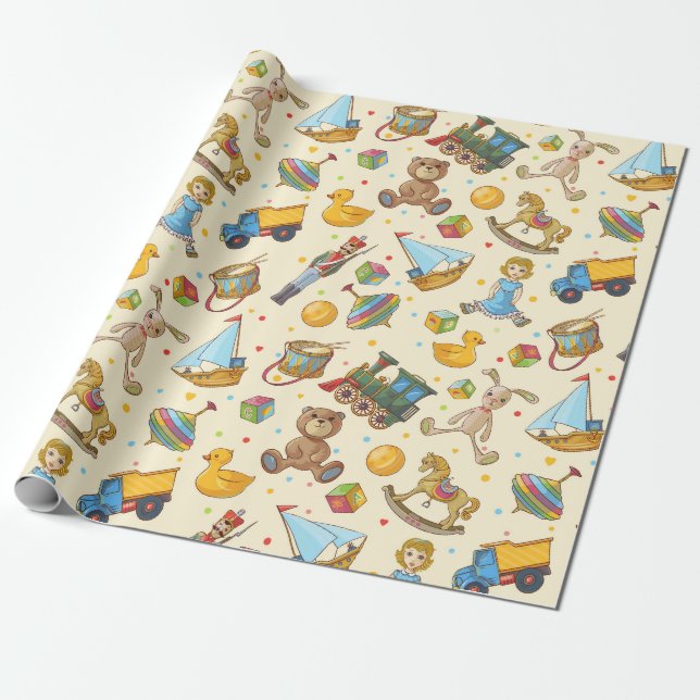Vintage Toys Wrapping Paper (Unrolled)