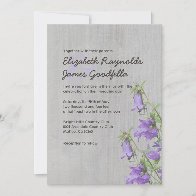 Vintage Trachelium Wedding Invitations (Front)