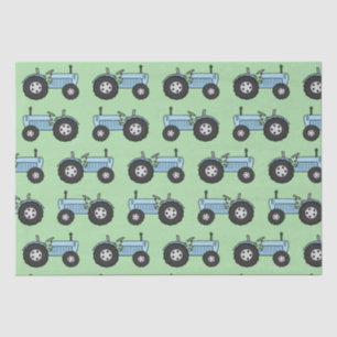 Vintage Tractor Blue Wrapping Paper
