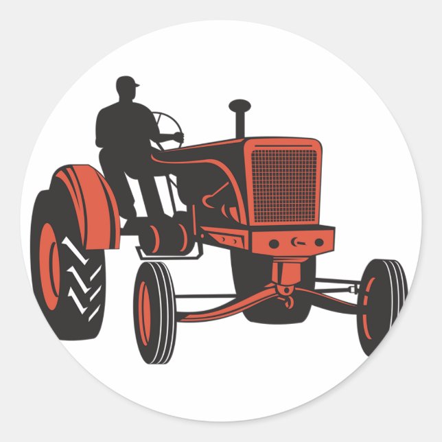 Vintage Tractor Classic Round Sticker (Front)