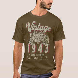 Vintage Tractor Farmer Birthday Born In 1943 & Est T-Shirt