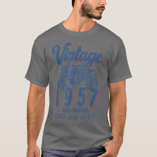 Vintage Tractor Farmer Birthday Born In 1957 & Est T-Shirt
