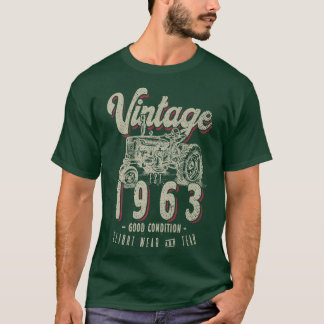 Vintage Tractor Farmer Birthday Born In 1963 & Est T-Shirt
