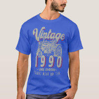 Vintage Tractor Farmer Birthday Born In 1990 & Est