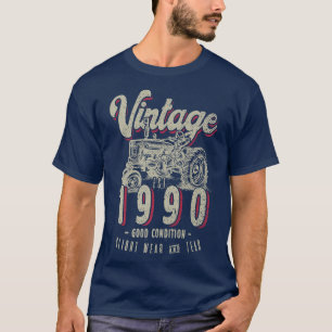Vintage Tractor Farmer Birthday Born In 1990 & Est T-Shirt