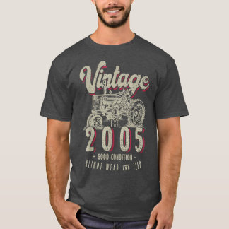 Vintage Tractor Farmer Birthday Born In 2005 & Est T-Shirt