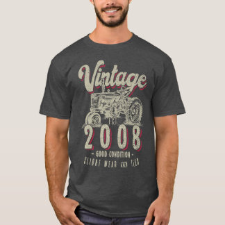 Vintage Tractor Farmer Birthday Born In 2008 & Est T-Shirt