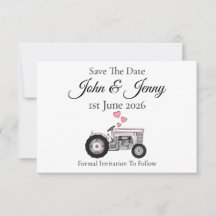 Vintage Tractor Farmer Wedding Save The Date