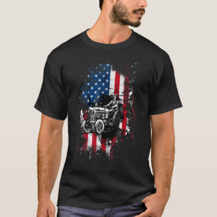 Vintage Tractor Farming Farmer Us American Flag Pa T-Shirt