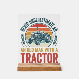 Vintage Tractor Old Man Quote Shirt Design_1 Acrylic Sign