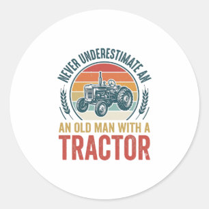Vintage Tractor Old Man Quote Shirt Design_1 Classic Round Sticker