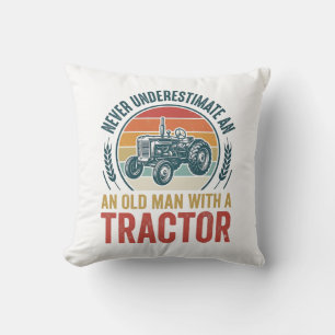 Vintage Tractor Old Man Quote Shirt Design_1 Cushion