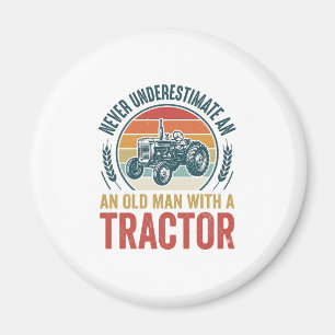 Vintage Tractor Old Man Quote Shirt Design_1 Magnet