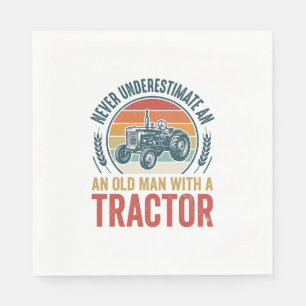 Vintage Tractor Old Man Quote Shirt Design_1 Napkin