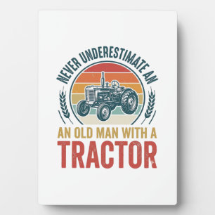 Vintage Tractor Old Man Quote Shirt Design_1 Plaque