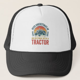 Vintage Tractor Old Man Quote Shirt Design_1 Trucker Hat