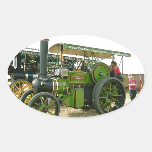 vintage tractor oval sticker (Front)