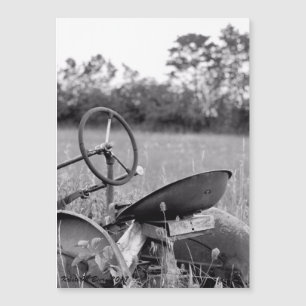 Vintage Tractor Rustic Black and White