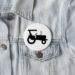 Vintage Tractor Silhouette Farm Equipment Icon  7.5 Cm Round Badge